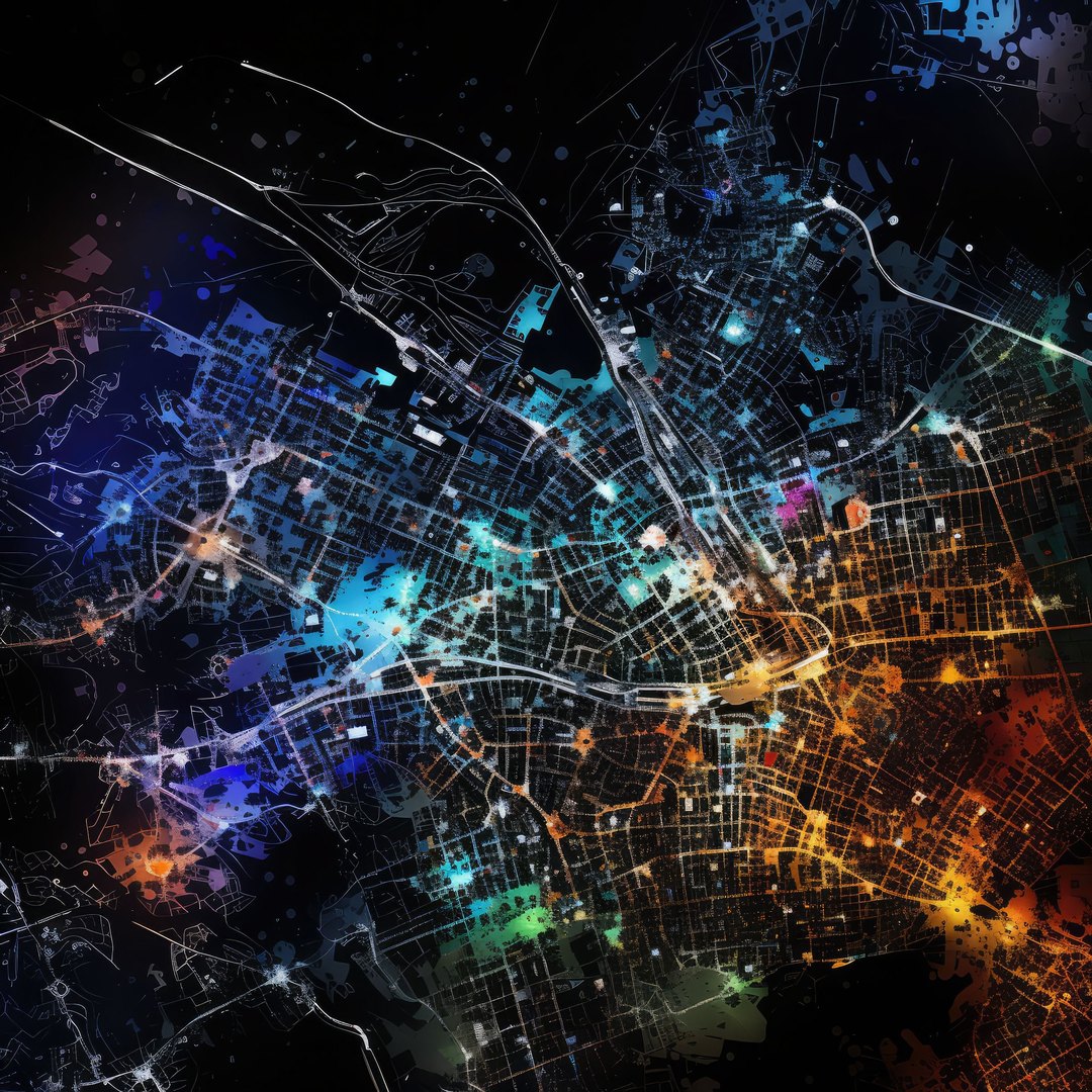 Mappings — an abstract generative aerial map of light and data, by Ira Greenberg